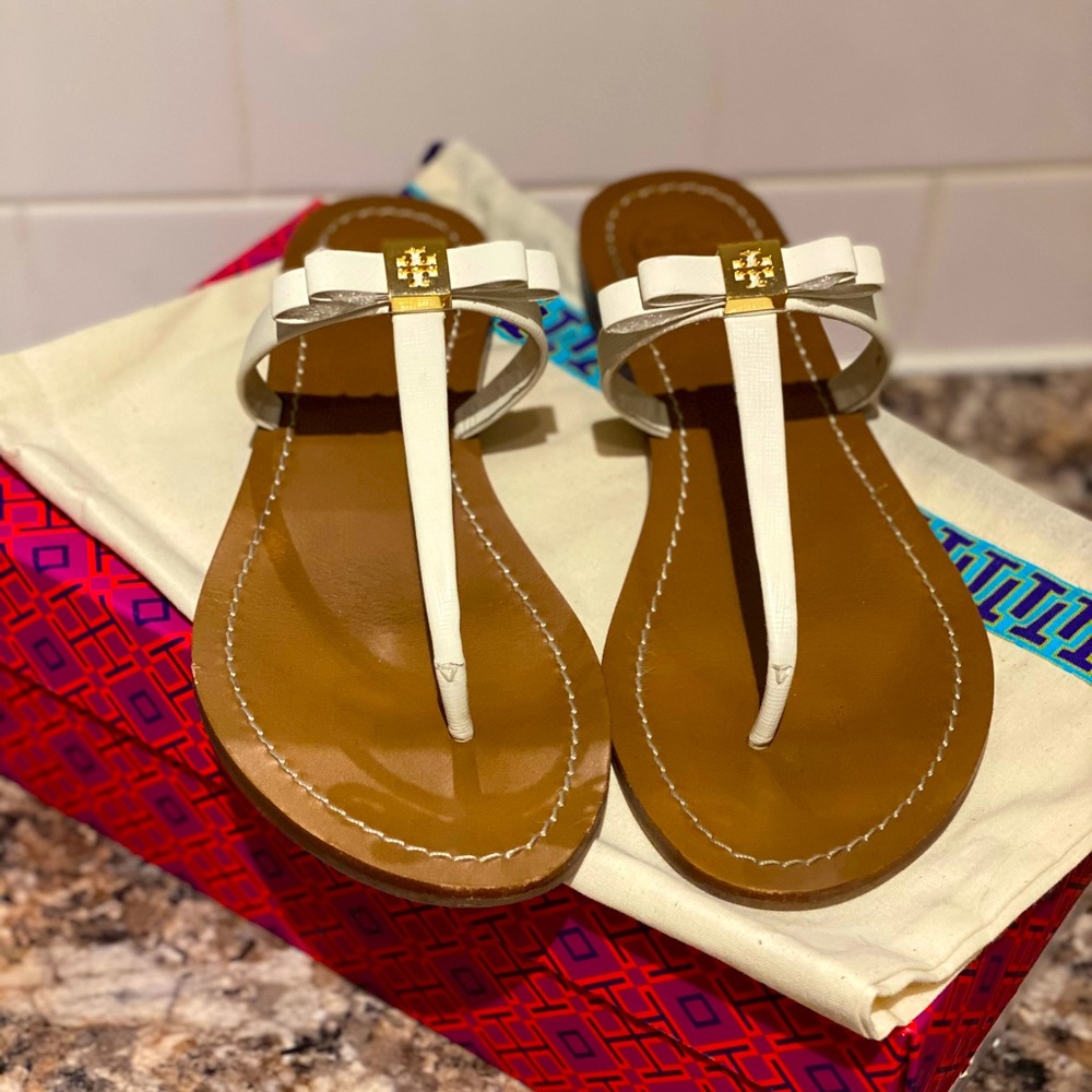 Tory Burch Ivory Flat Thong Sandal